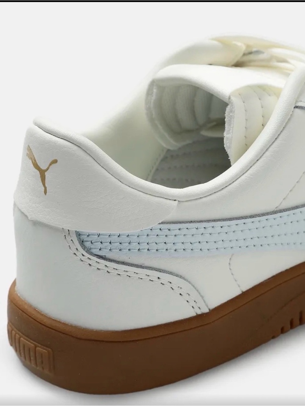 Puma White Sneakers with Light Blue Stripe and Gum Sole 8 - Picture 7 of 10